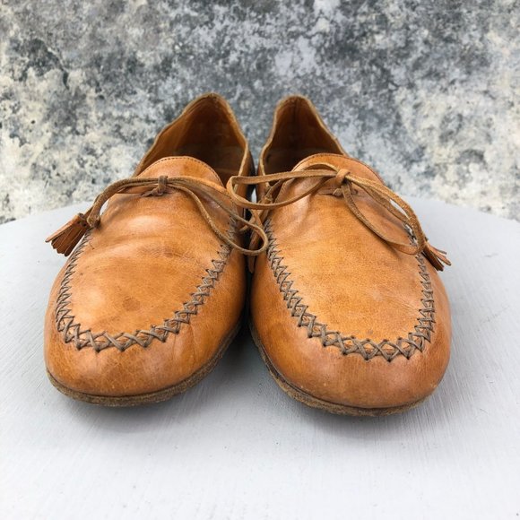 Cole Haan Men's Size 10.5 Brown Closed Moc Toe Tie Detail Slip On Loafers Shoes - Picture 2 of 13